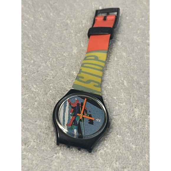 1989 Hipster Colorful Geometric Minimalistic Swiss Made Swatch (  Read Descripti main image 4